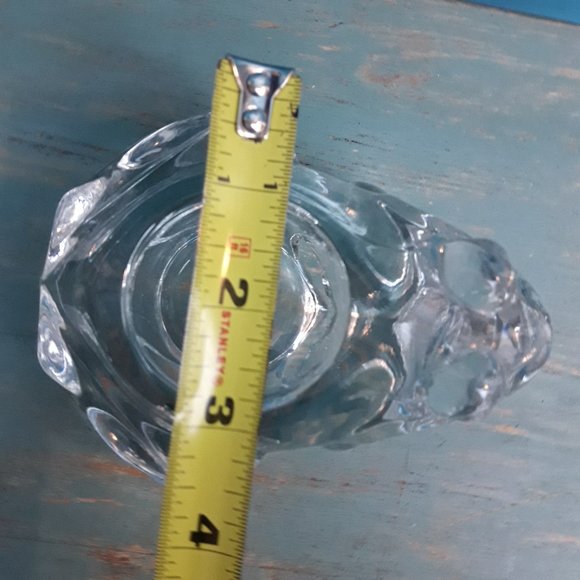 Vintage Glass Frog Candle Holder Planter Toad Decor Solid Chunky Clear Glass - Picture 10 of 12